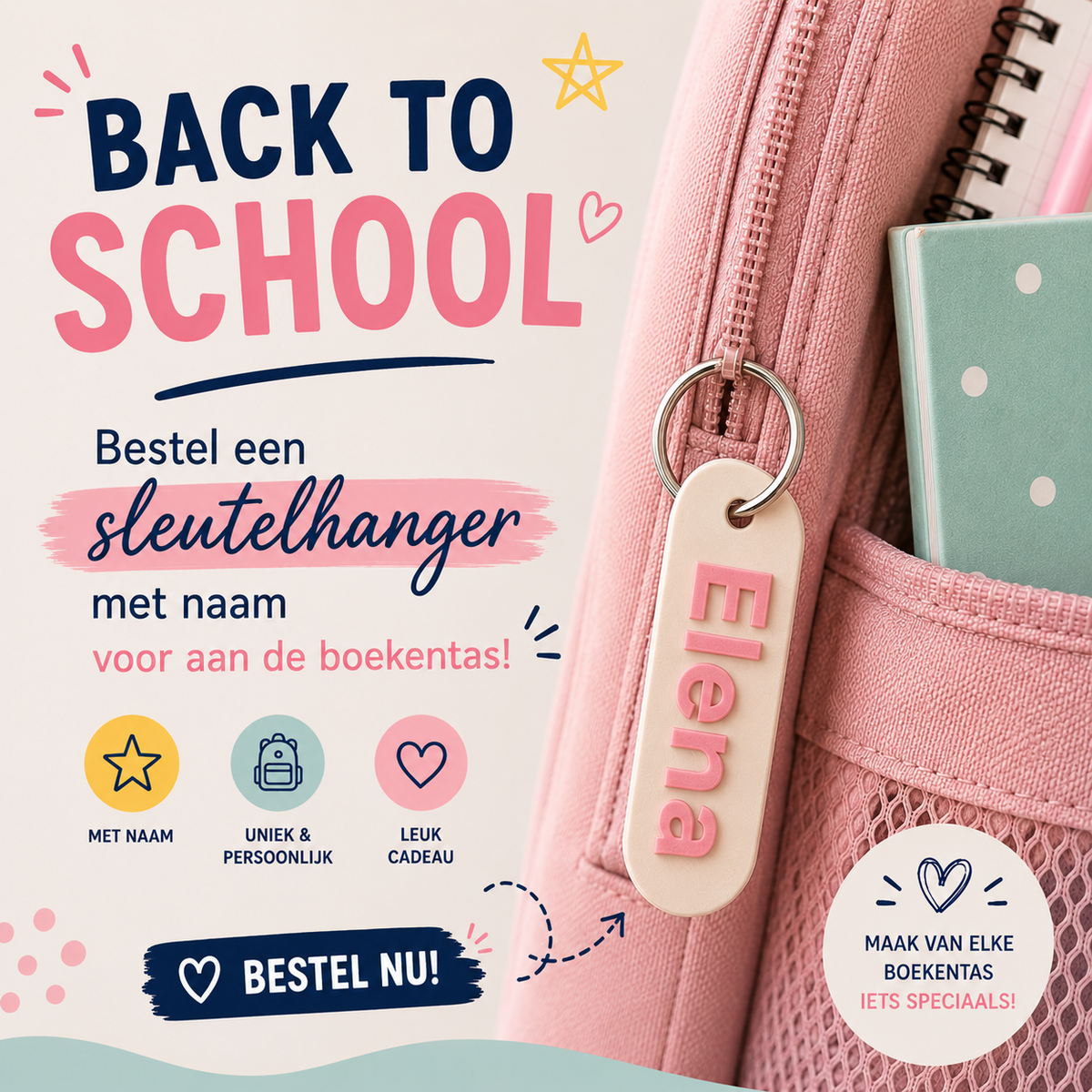 Gepersonaliseerde sleutelhanger met naam